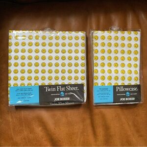 VTG Y2K RARE Joe Boxer emoji smiley face Mr Wink twin flat sheet 2 pillowcases